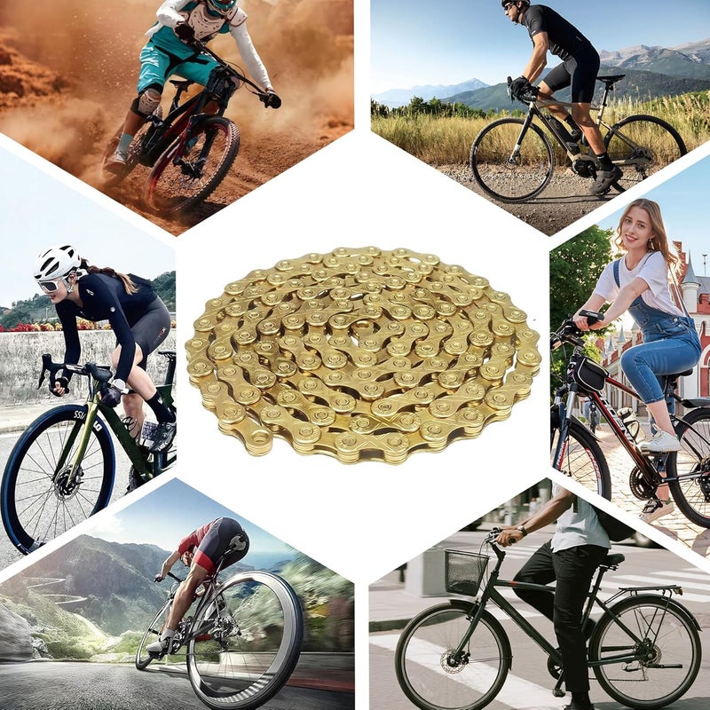 RainFlowwer 6/7/8/9/10/11/12 Speed Bike Chain – High-Strength, Durable & Smooth-Shifting for Road/Mountain Bikes (Gold-11-Speed) - Image 3